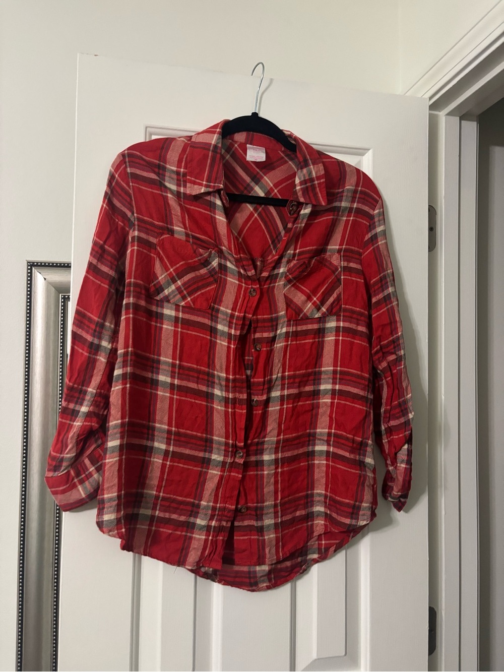 No Boundaries Red Plaid Button-Down Shirt